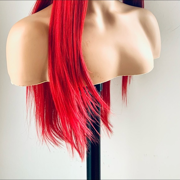 26” Red Long & Straight Lace Front Synthetic Wig - Picture 8 of 12